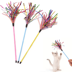 colorful tube teaser wand toy for cats & kittens