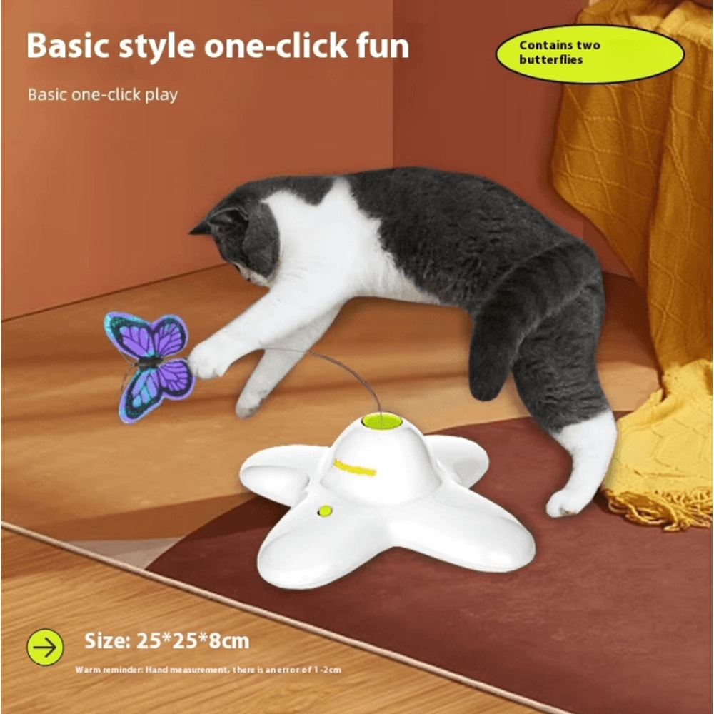 Automatic Rotating Butterfly Bird Interactive Cat Toy 0