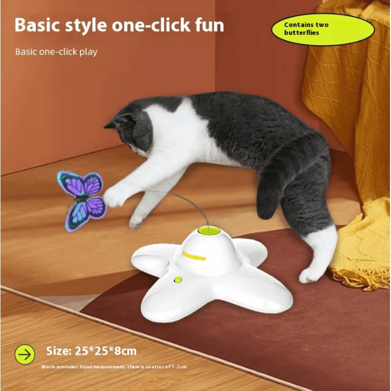 Automatic Rotating Butterfly Bird Interactive Cat Toy 0