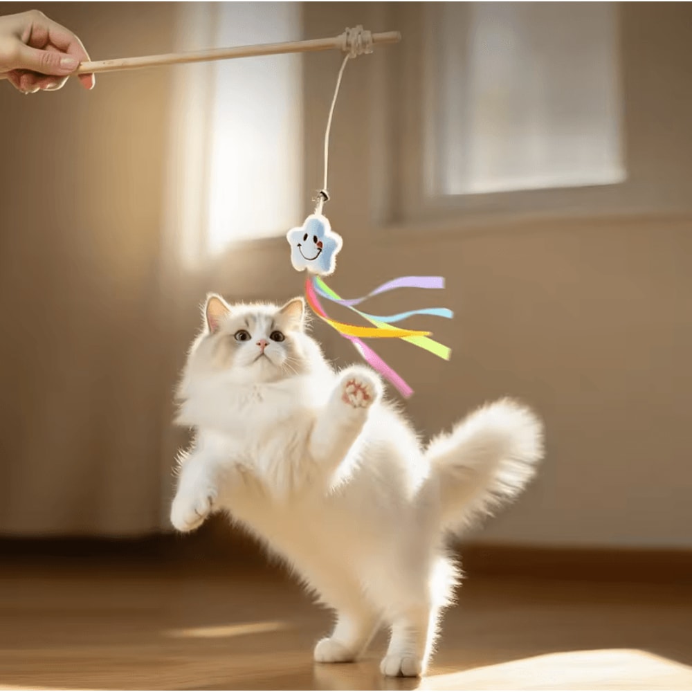 Wooden Bell Teaser Cat Toy For Interactive Play 1