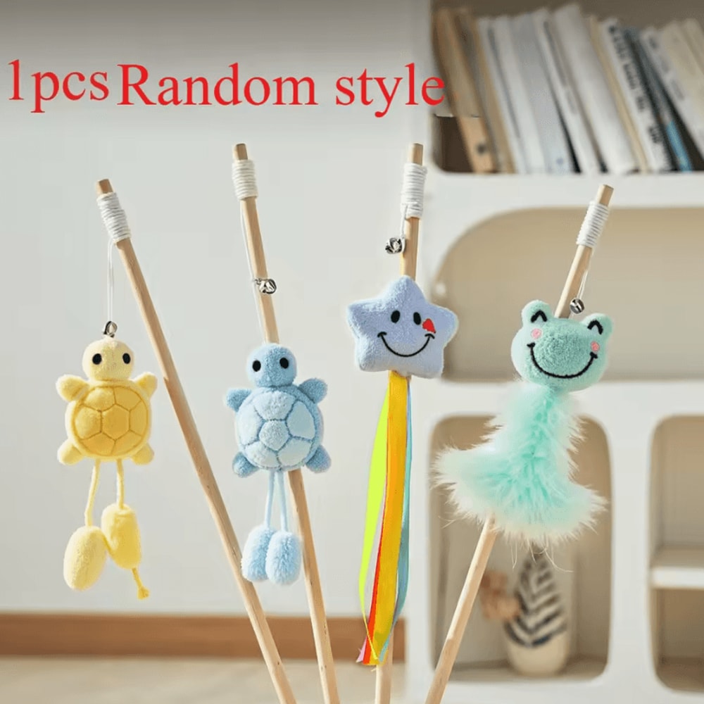 Wooden Bell Teaser Cat Toy For Interactive Play 4