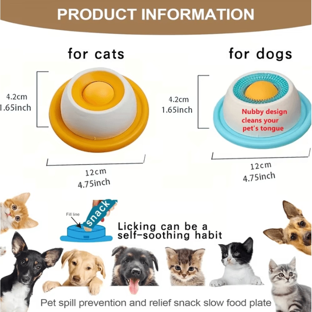Yogurt Lick Mat Slow Feeder Bowl For Cats Dogs 1