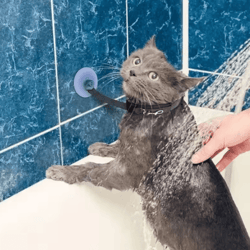 hands-free pet shower restraint collar for cats & small dogs