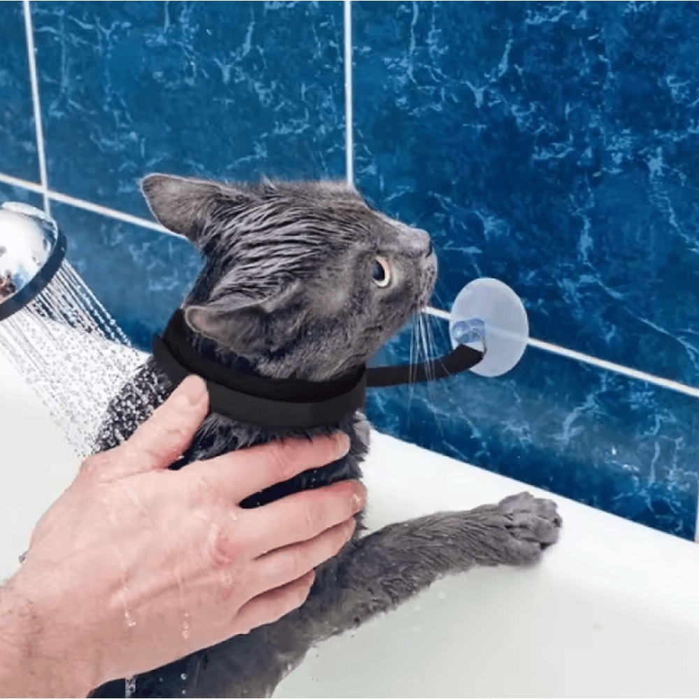 HandsFree Pet Shower Restraint Collar For Cats Small Dogs 3