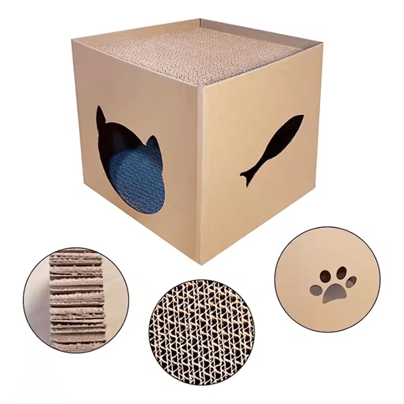 CozyScratch Foldable Cat House Scratching Hideout 1