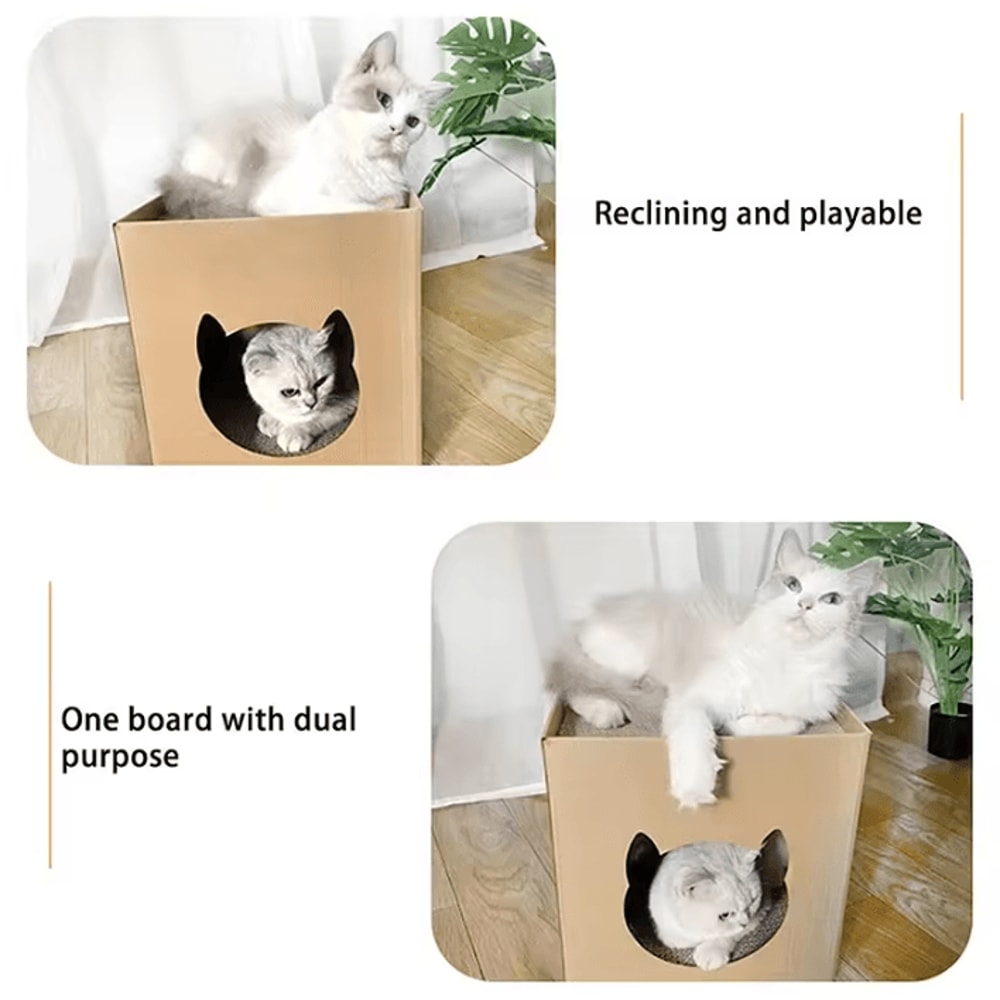 CozyScratch Foldable Cat House Scratching Hideout 4