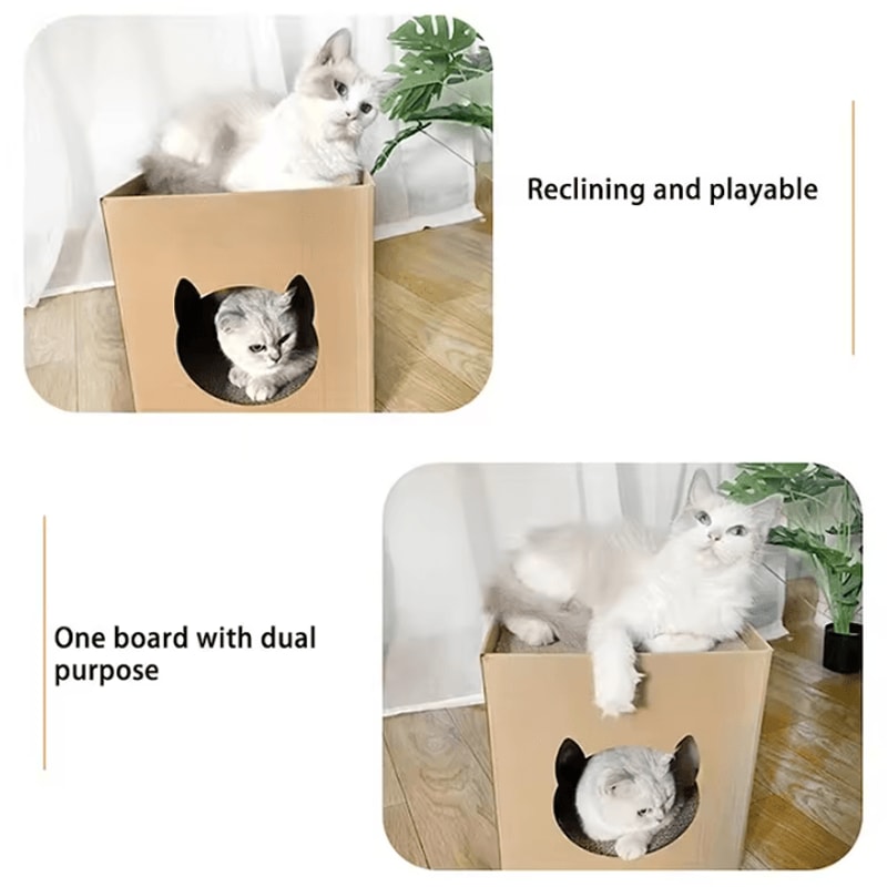 CozyScratch Foldable Cat House Scratching Hideout 4