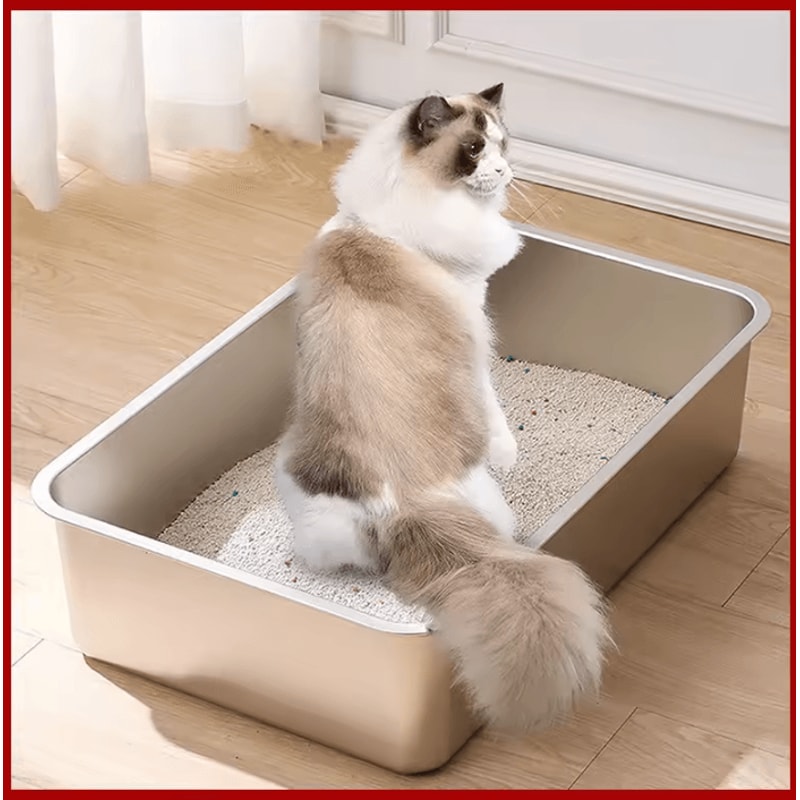 SteelGuard 304 Stainless Steel HighSided Cat Litter Box 0