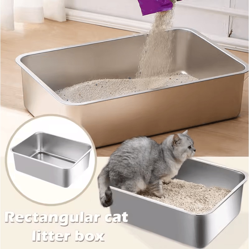SteelGuard 304 Stainless Steel HighSided Cat Litter Box 2