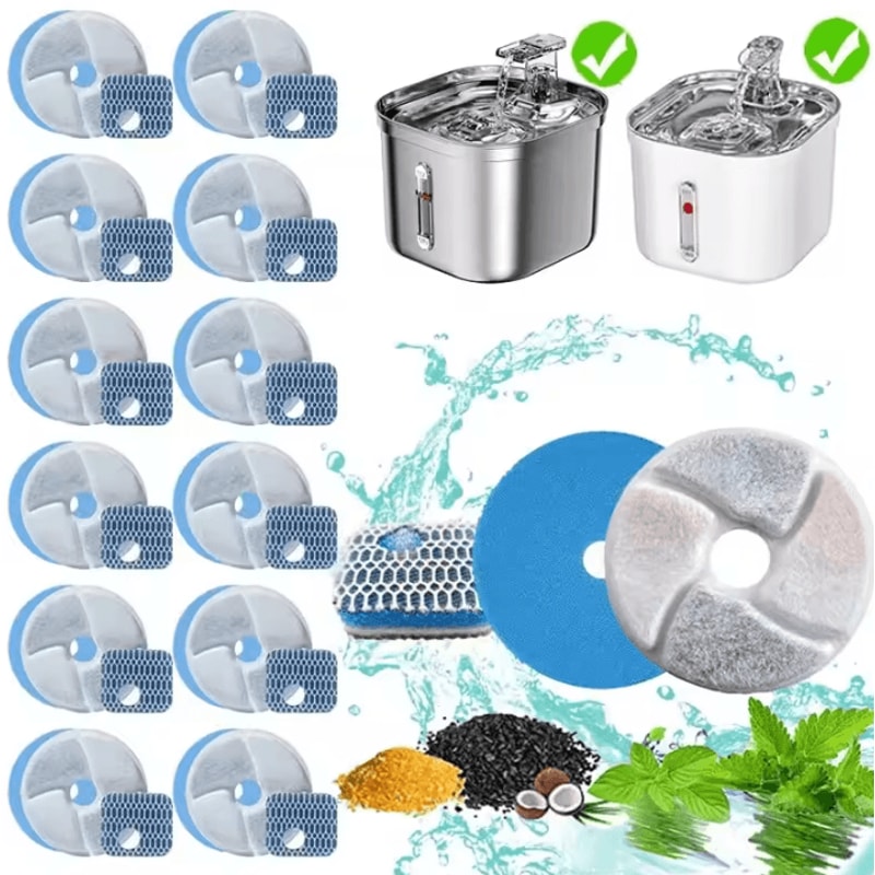 PureFlow 12Pack Pet Water Fountain Replacement Filters For Cats Dogs 0