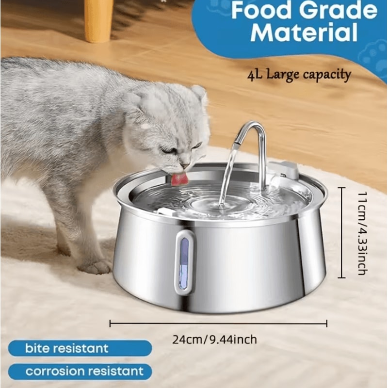 PureFlow 4L Stainless Steel Automatic Pet Water Fountain 2