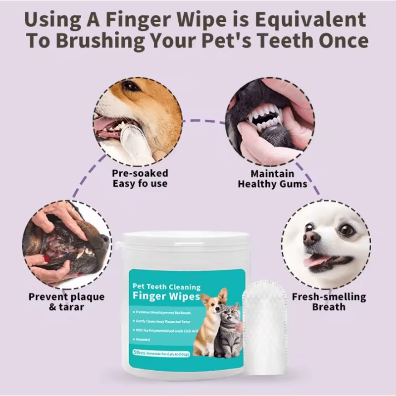 FreshSmile Disposable Pet Dental Finger Wipes 3