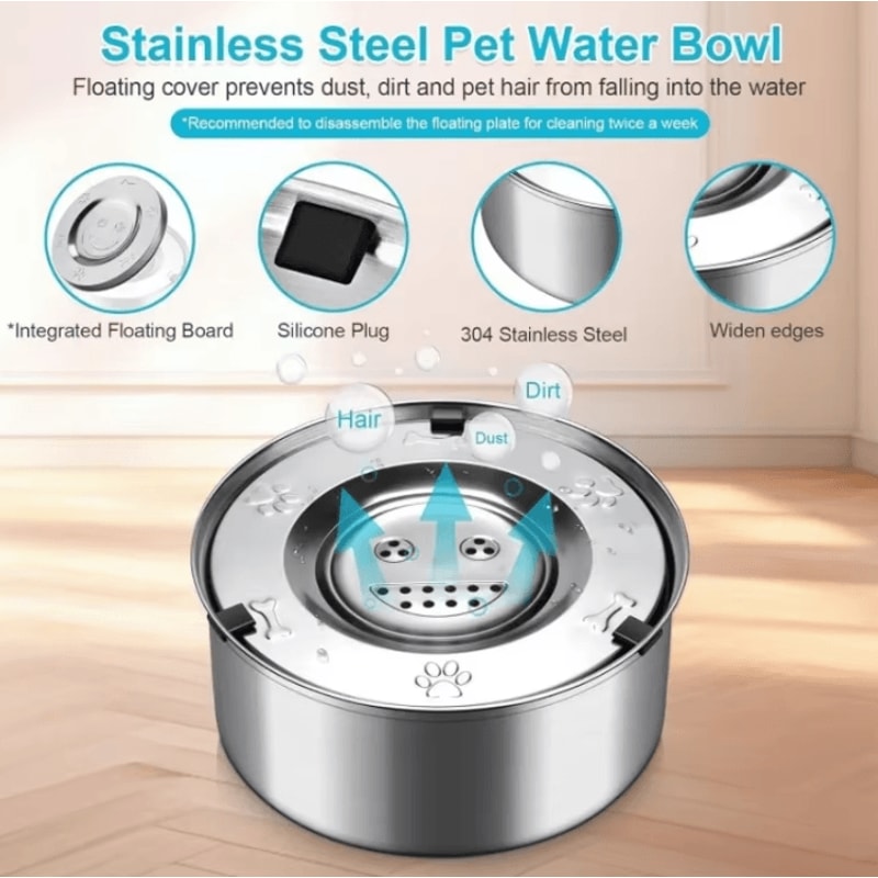 SplashGuard Stainless Steel NoSpill Pet Water Bowl 3