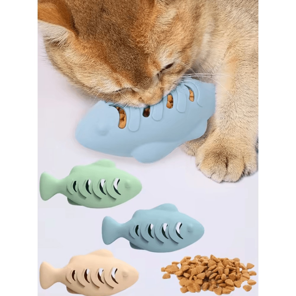 FinBite Interactive Fish Treat Dispenser Cat Toy 0