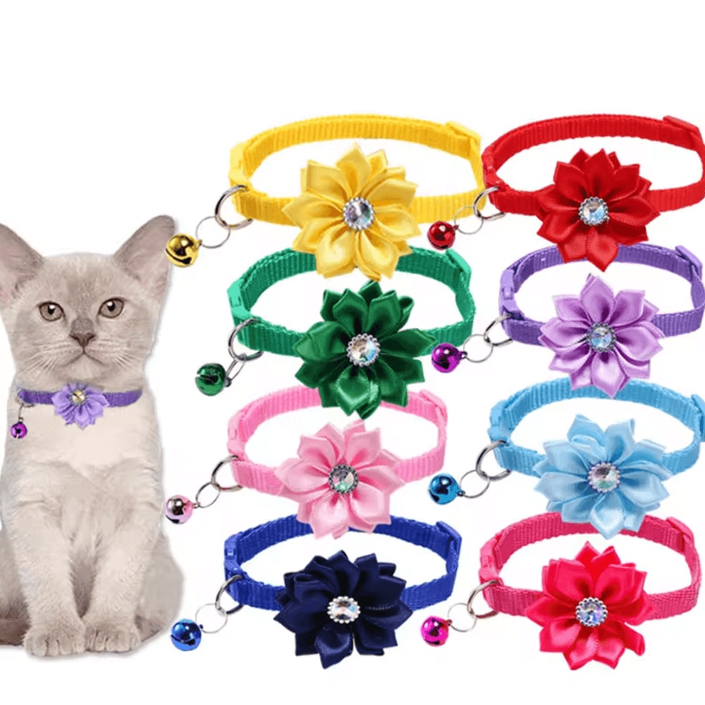 BlossomBell Floral Bow Pet Collar 0