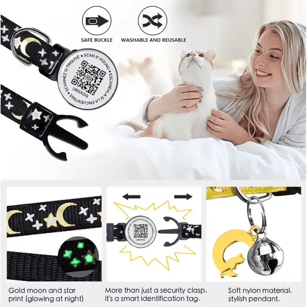 SafeTrack AirTag Pet Collar With Glow Holder QR Tag 1