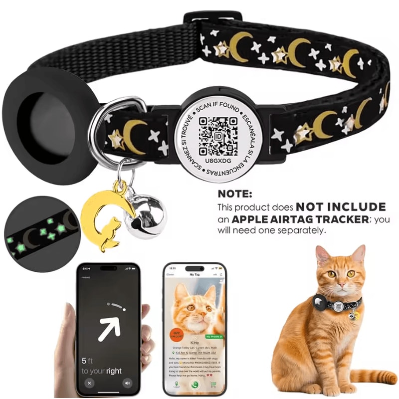 SafeTrack AirTag Pet Collar With Glow Holder QR Tag 4