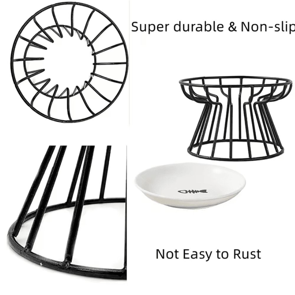 ElevaCeram Raised Ceramic Pet Bowl With Iron Stand 2
