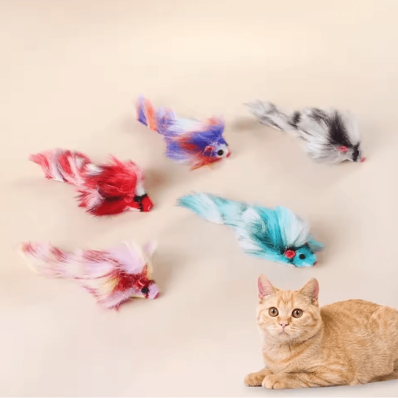 Colorful Plush Mouse Cat Toys Set Interactive Hunting Play Mice For Cats 1
