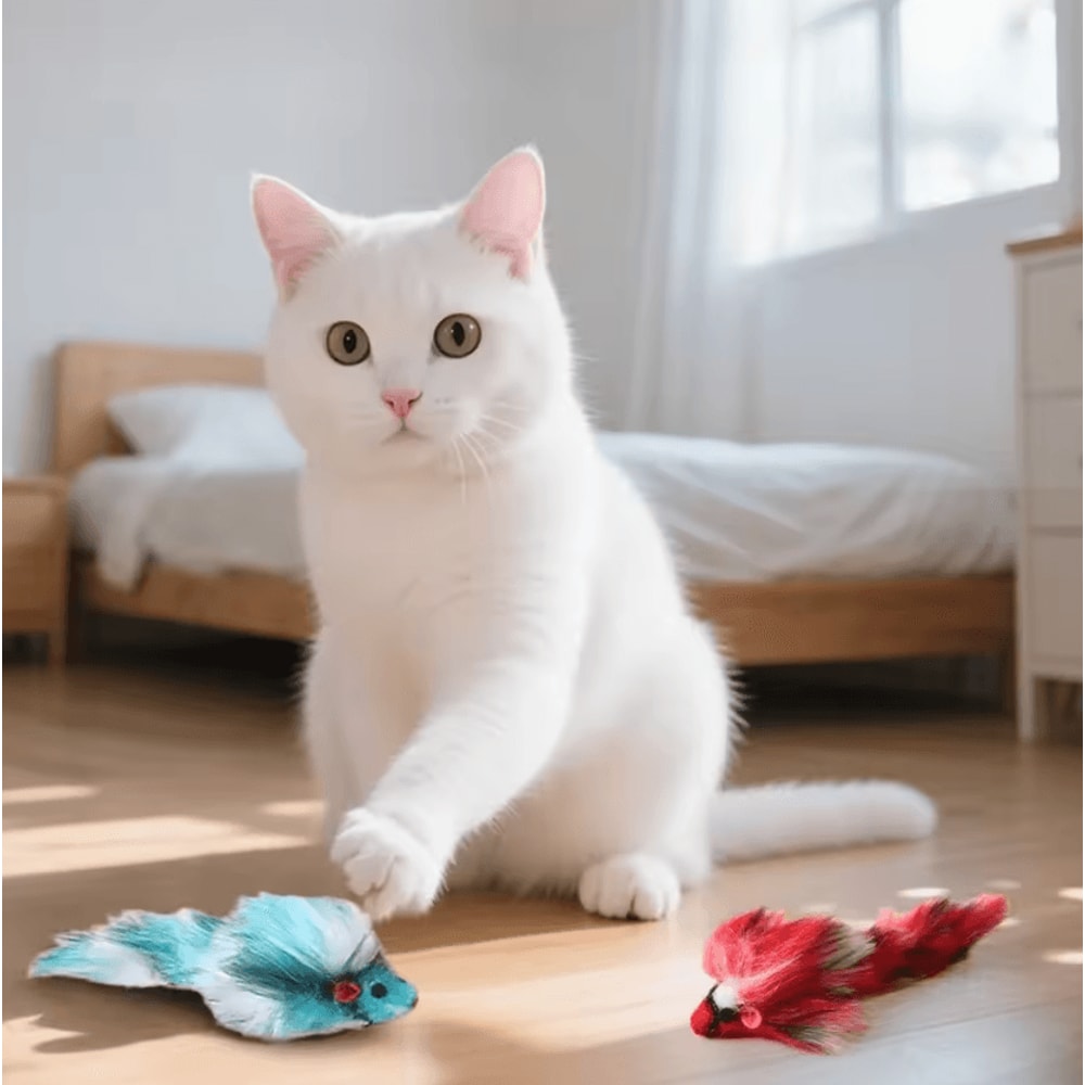 Colorful Plush Mouse Cat Toys Set Interactive Hunting Play Mice For Cats 2