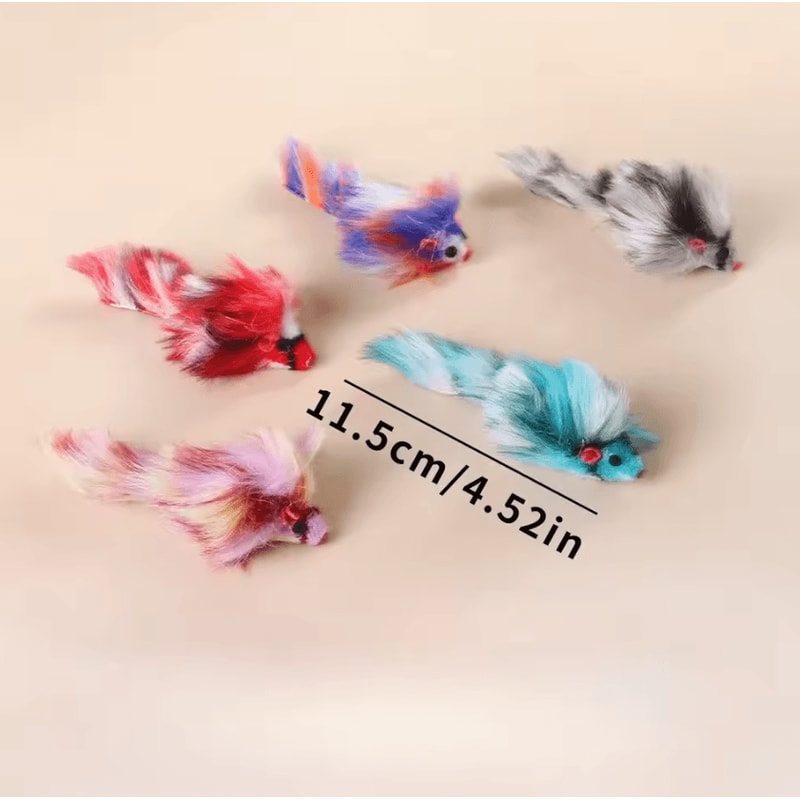 Colorful Plush Mouse Cat Toys Set Interactive Hunting Play Mice For Cats 4