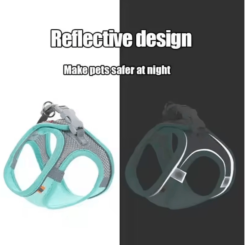 Reflective Breathable Pet Harness Leash Set For Cats And Small Dogs 2