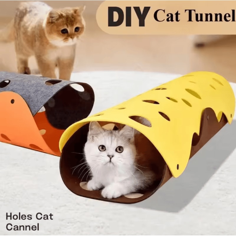 Foldable Cat Tunnel Bed Activity Play Mat For Indoor Cats 2