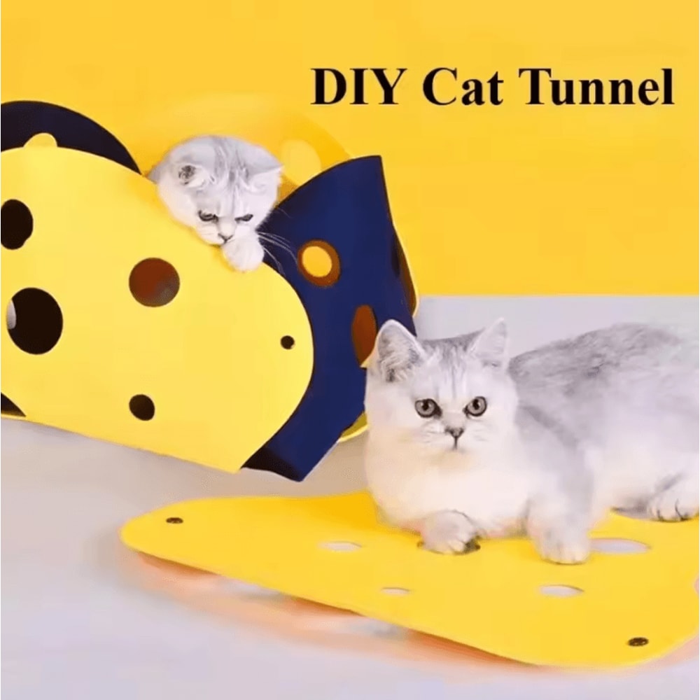 Foldable Cat Tunnel Bed Activity Play Mat For Indoor Cats 3