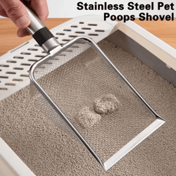 premium stainless steel cat litter scoop with durable aluminum handle