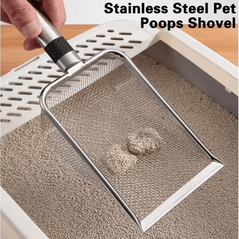 Premium Stainless Steel Cat Litter Scoop With Durable Aluminum Handle 0