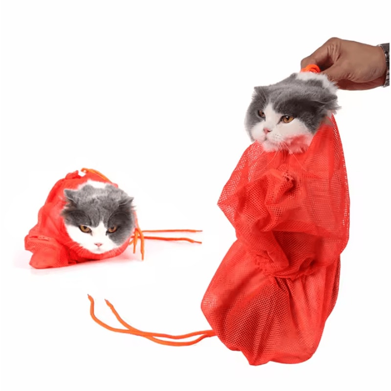 CalmPaws Mesh Cat Grooming Bath Restraint Bag 1