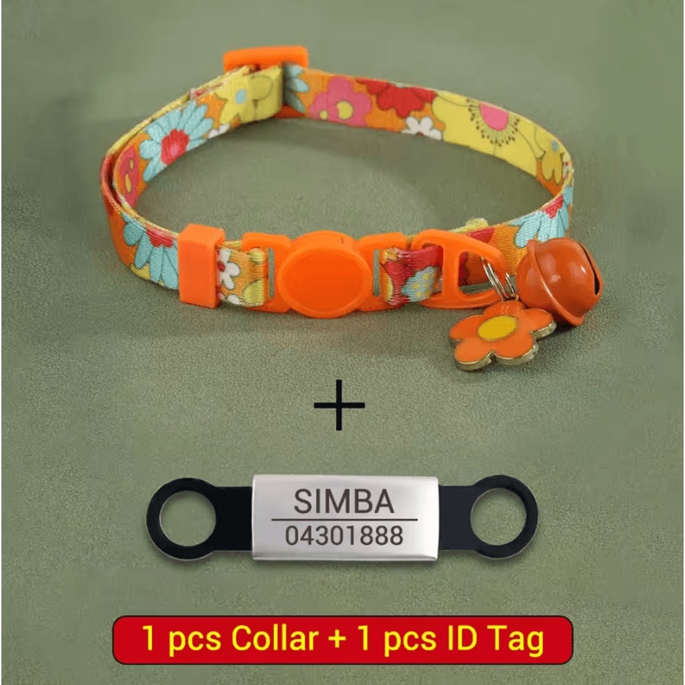 SafeTag Personalized Cat Collar With Engraved ID Bell 3