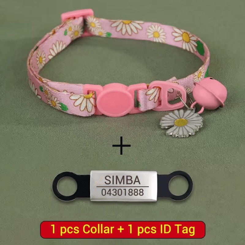 SafeTag Personalized Cat Collar With Engraved ID Bell 5