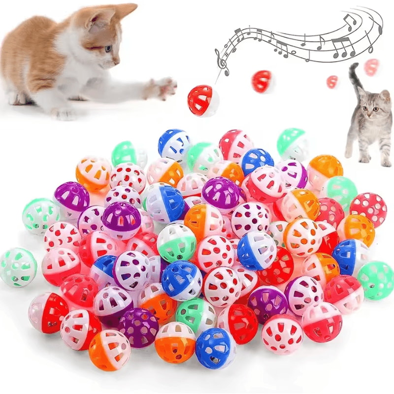 JingleChase Cat Play Balls With Bell Interactive Chase Pounce Toy Set 0