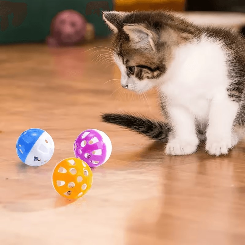 JingleChase Cat Play Balls With Bell Interactive Chase Pounce Toy Set 3
