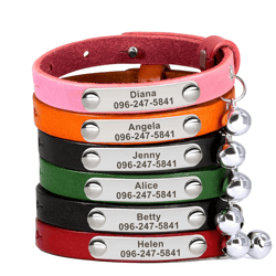 luxetag personalized leather cat collar with engraved id & bell