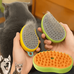 steamgroom 3-in-1 electric pet steam brush & massage comb