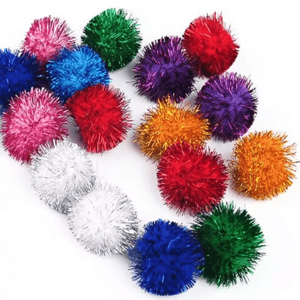 SparklePounce Glitter Pom Pom Ball Set For Cats 1