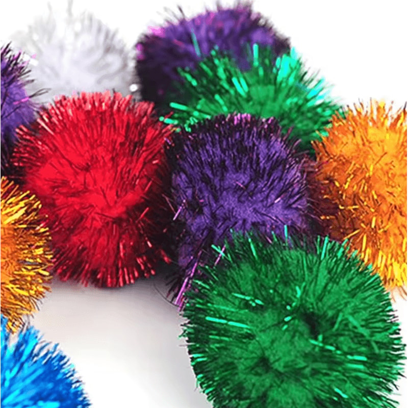 SparklePounce Glitter Pom Pom Ball Set For Cats 3