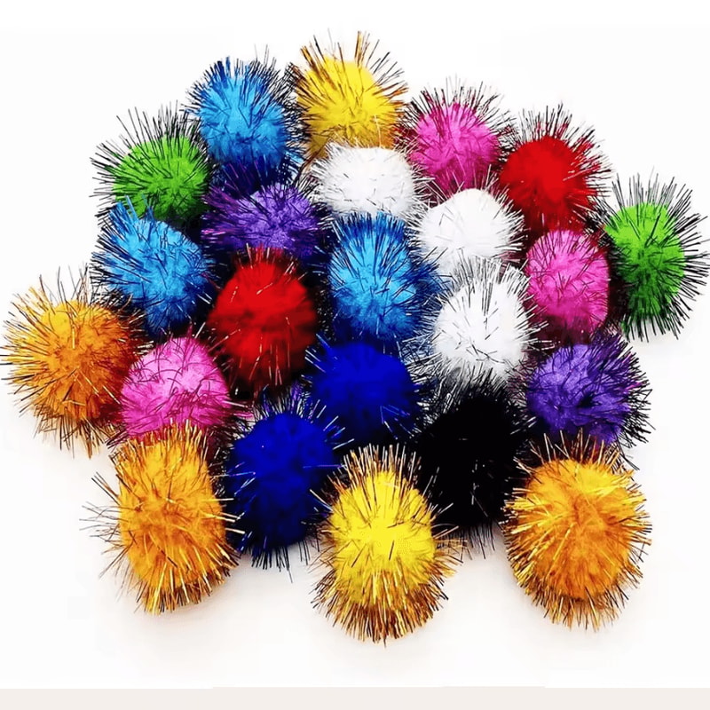 SparklePounce Glitter Pom Pom Ball Set For Cats 4