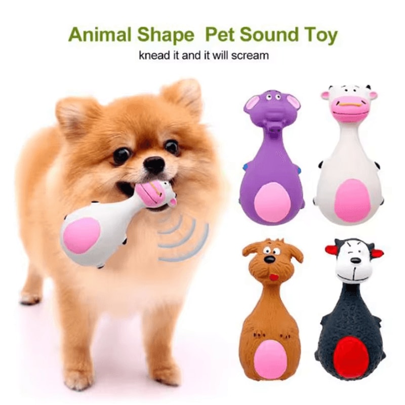SqueakySafari Latex Dog Chew Toy Elephant Cow Edition 2