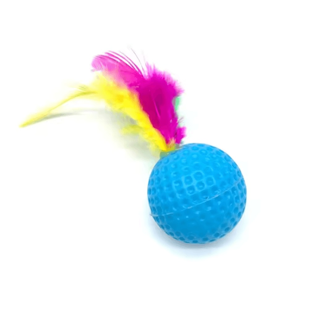 FlutterKick Cat Badminton Toy Set Crinkle Feather Chase Balls 5 Pack 3