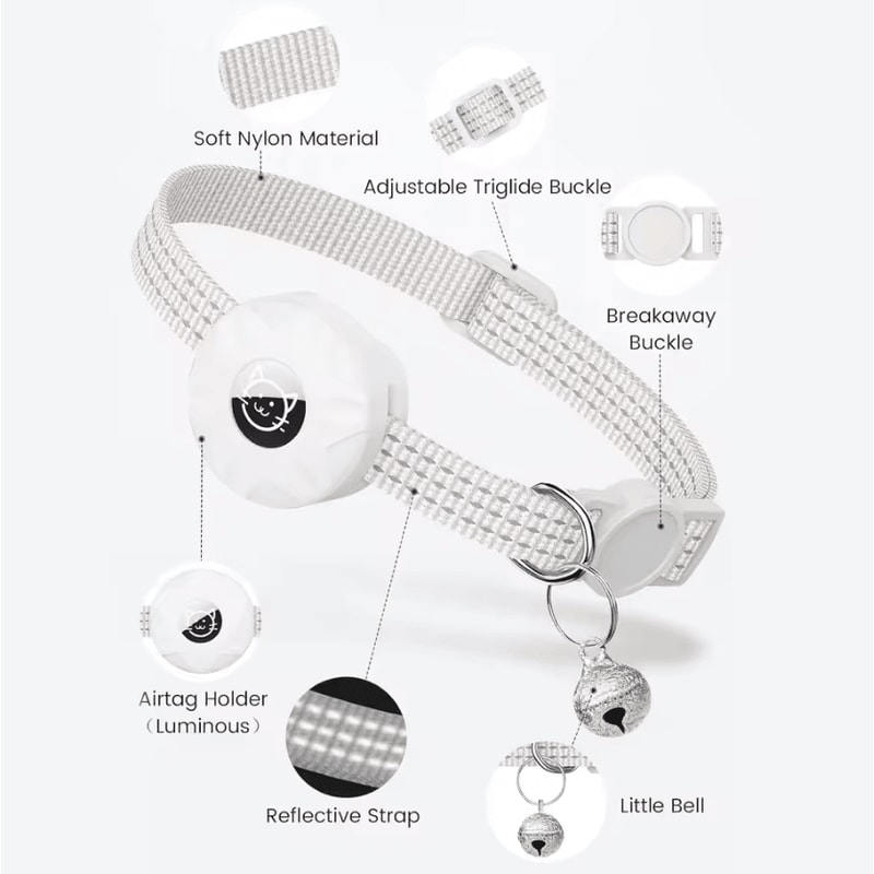 TrackBell AirTag Cat Collar Reflective Safety Collar With Bell 2