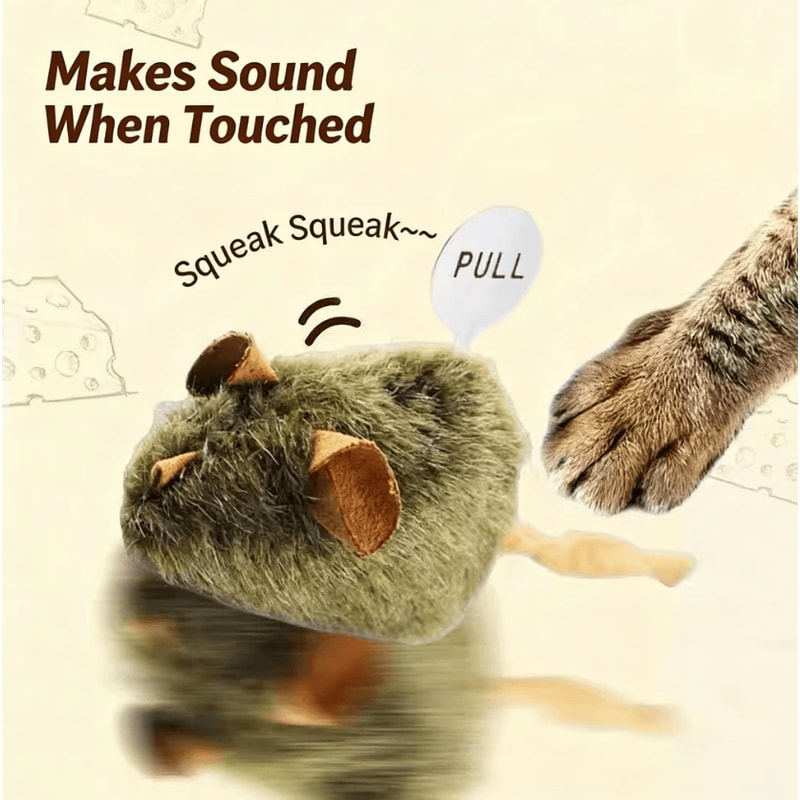SqueakMouse Plush Cat Toy Set Interactive Hunting Chew Companion 2