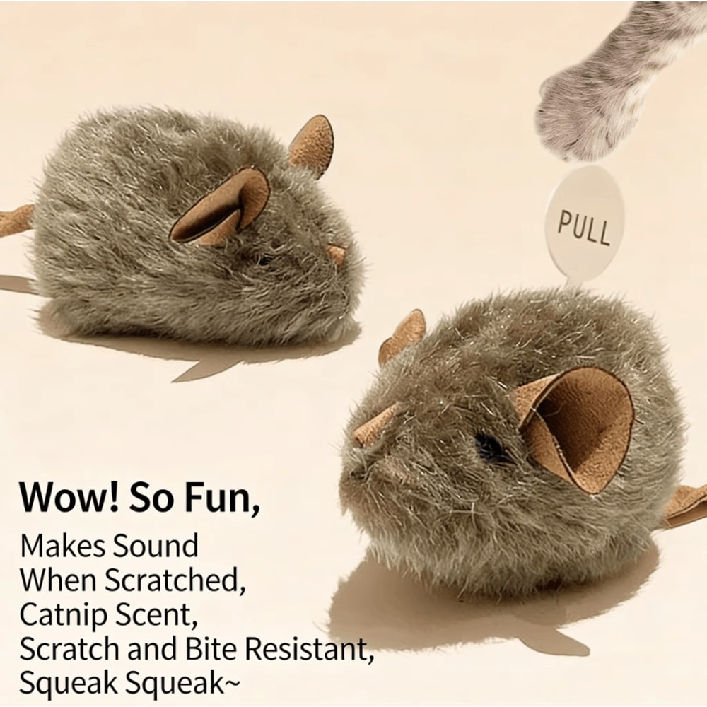SqueakMouse Plush Cat Toy Set Interactive Hunting Chew Companion 3