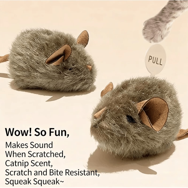 SqueakMouse Plush Cat Toy Set Interactive Hunting Chew Companion 3