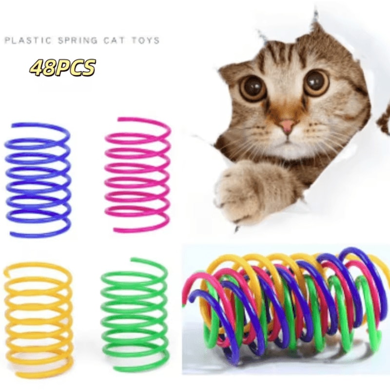 SpringBounce Colorful Cat Toy Springs Interactive Jump Chase Set 9