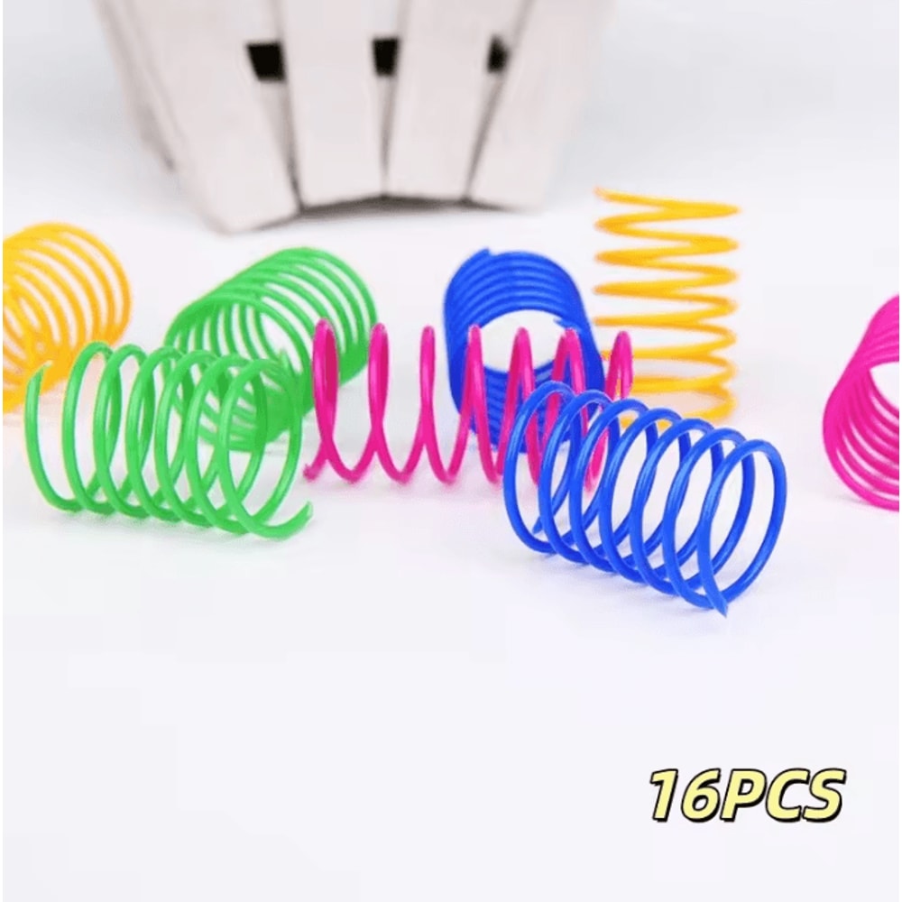 SpringBounce Colorful Cat Toy Springs Interactive Jump Chase Set 4