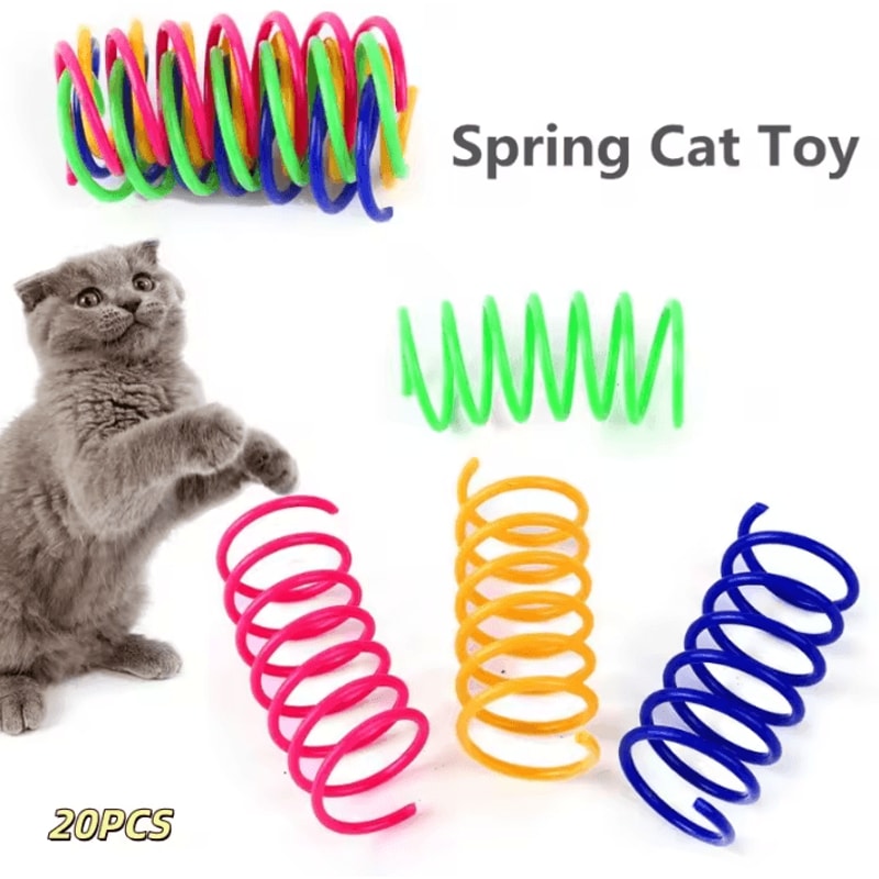 SpringBounce Colorful Cat Toy Springs Interactive Jump Chase Set 8