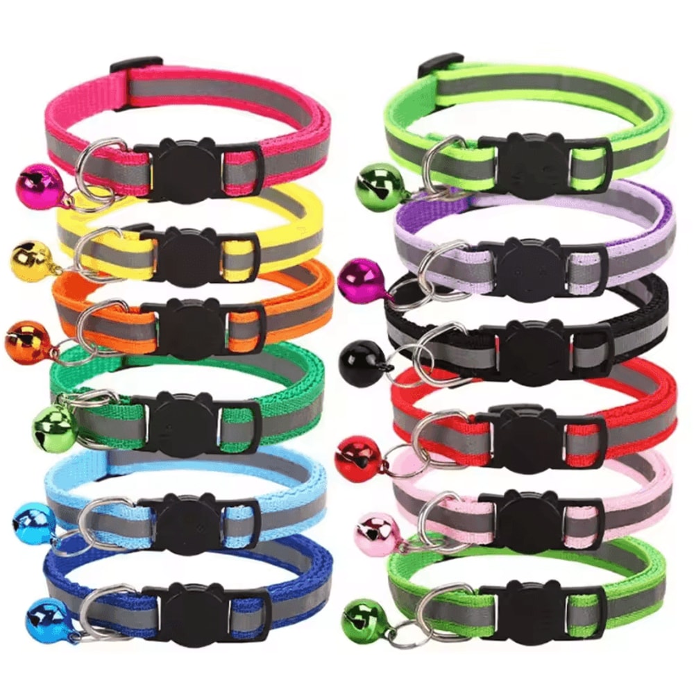 GlowSafe Reflective Breakaway Cat Collar With Bell 0